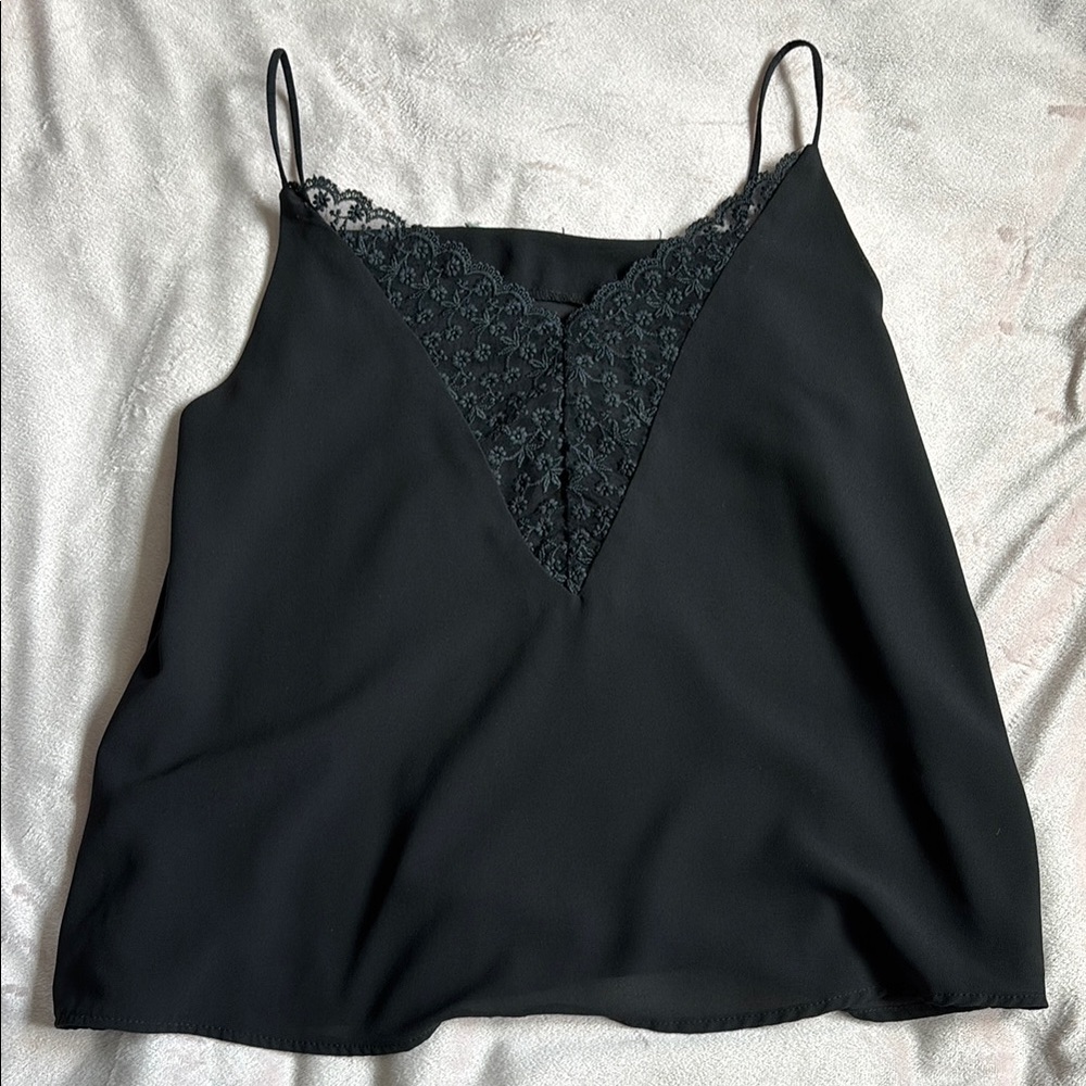 Sexy Black Lace Trim Cami Top